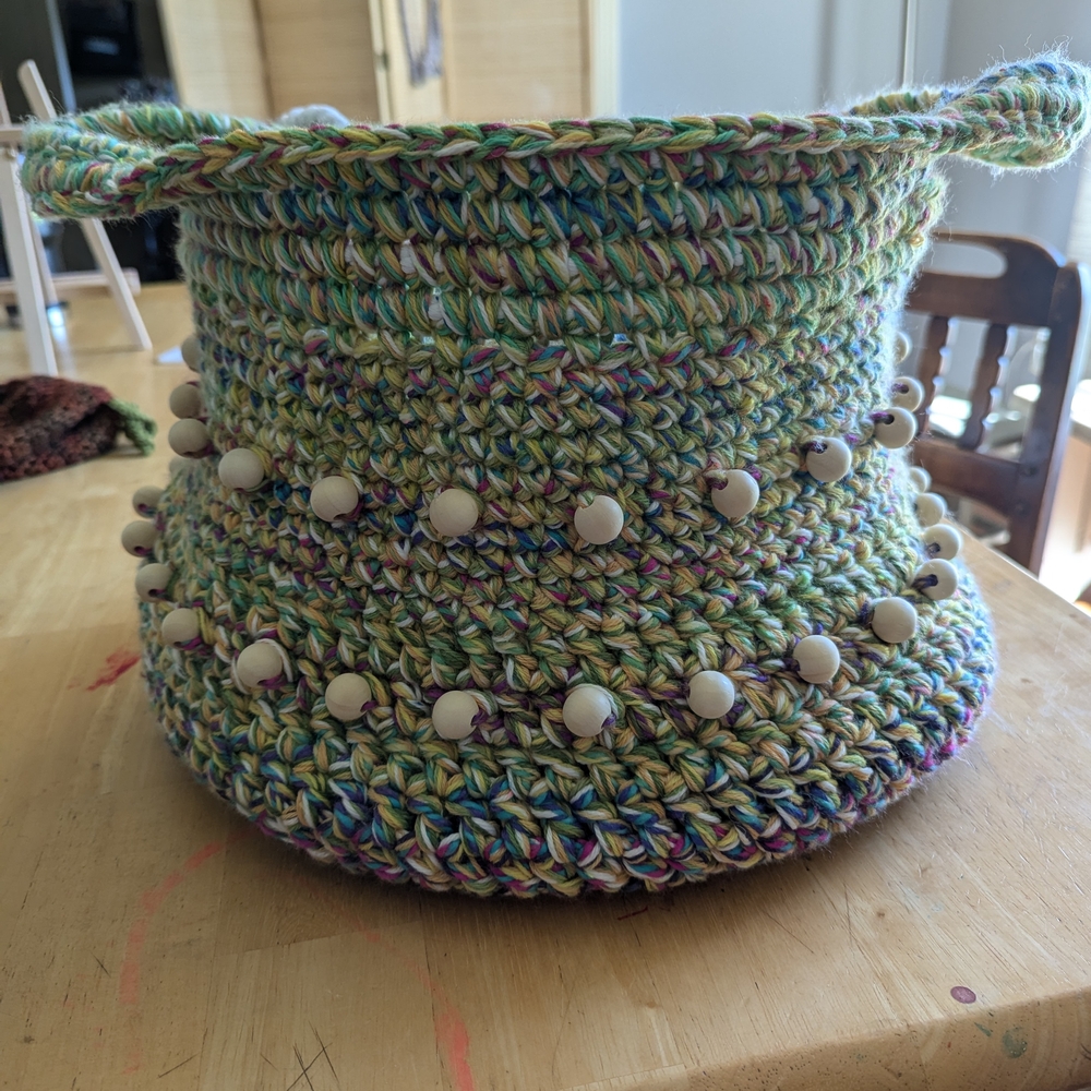Multicolor Crochet Basket with Beads